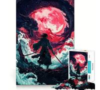 Puzzle Samurai contro Drago da 1000 pezzi per adulti, stimolante per la mente, antistress, con bordi precisi, decorazione da parete (38x52cm)