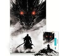 Puzzle Samurai contro Drago da 1000 pezzi per ragazzi, gioco di logica, leggero e rilassante, taglio liscio, decorazione da parete (38x26cm)