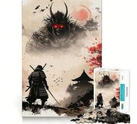 Puzzle Samurai Demone Giappone da 1000 pezzi per adolescenti, gioco di logica, divertimento in famiglia, bordi chiari, calda sorpresa (38x26cm)