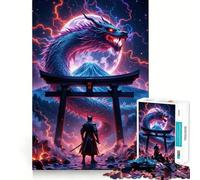 Puzzle Samurai Drago Super Luna per ragazzi, 1000 pezzi, stimola la memoria, allevia la tensione, bordi precisi, opera d'arte (38x26cm)