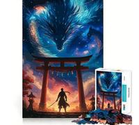 Puzzle "Samurai e Drago al Portale Torii" per ragazzi, 1000 pezzi, stimola la memoria, rilassante e divertente, taglio di alta qualità, regalo elegante (50x75cm)