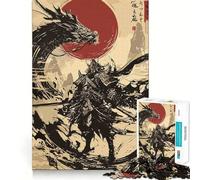 Puzzle Samurai e Drago da 1000 pezzi per adulti, per rafforzare la memoria, divertimento di gruppo, bordi puliti, elegante regalo (50x75cm)