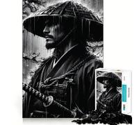 Puzzle Samurai in bianco e nero da 1000 pezzi per ragazzi, gioco intelligente di gruppo, immagine da assemblare, decorazione murale (38x52cm)
