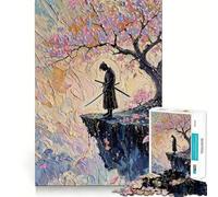 Puzzle "Samurai in contemplazione sotto un ciliegio in fiore" per ragazzi, 1000 pezzi, gioco di abilità mentale, svago rilassante, design da assemblare, regalo di alta qualità (50x75cm)