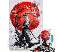 Puzzle Samurai Luna Rossa da 1000 pezzi per adulti, stimola la memoria, rilassa la mente, taglio liscio, regalo di compleanno (50x75cm)