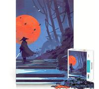 Puzzle Samurai Luna Rossa da 1000 pezzi per ragazzi, gioco di logica, divertimento in famiglia, bordi trasparenti, calda sorpresa (50x75cm)