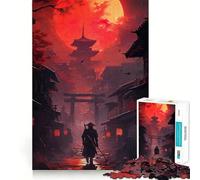 Puzzle Samurai Luna Rosso Giappone 1000 pezzi per adulti Migliora la memoria Divertimento rilassante Taglio di alta qualità Regalo memorabile (50x75cm)