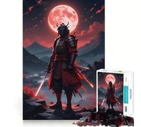 Puzzle Samurai Moon Rosso Giappone da 1000 pezzi per adolescenti, ideale per migliorare la memoria, per un relax informale, con bordi precisi e un regalo elegante (50x75cm)