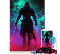 Puzzle "Samurai nel fumo" per ragazzi, 1000 pezzi, stimola la memoria, rilassante e divertente, taglio di alta qualità, regalo elegante (50x75cm)
