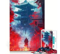 Puzzle "Samurai nel fuoco e nella pioggia" per ragazzi, 1000 pezzi, stimola la memoria, allevia la tensione, con bordi precisi, opera d'arte (38x26cm)