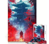 Puzzle "Samurai nel fuoco e nella pioggia" per ragazzi, 1000 pezzi, stimola la memoria, allevia la tensione, con bordi precisi, opera d'arte (38x26cm)