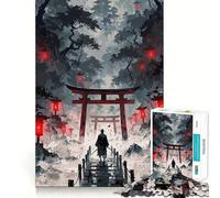 Puzzle "Samurai nella foresta con cancelli Torii" per ragazzi, 1000 pezzi, divertente e rilassante, con dettagli nitidi, ideale per decorare la parete (50x75cm)