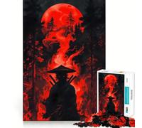 Puzzle "Samurai nella foresta della luna rossa" da 1000 pezzi per ragazzi, gioco di logica, divertimento e svago, taglio liscio, regalo speciale (50x75cm)