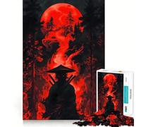 Puzzle "Samurai nella foresta della luna rossa" per adulti, 1000 pezzi, gioco di abilità mentale, hobby tranquillo, design, assemblaggio, regalo per le vacanze (38x52cm)