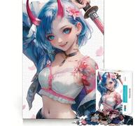 Puzzle Samurai Oni Girl per adulti, 1000 pezzi, gioco di abilità mentale, hobby tranquillo, design, assemblaggio, regalo per le vacanze (38x52cm)