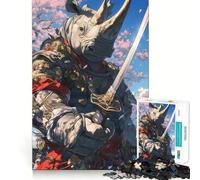 Puzzle Samurai Rhino da 1000 pezzi per ragazzi, gioco di logica stimolante per il relax mentale, bordi chiari, regalo elegante (38x26cm)
