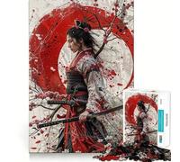 Puzzle Samurai Sakura Luna Rossa da 1000 pezzi per adolescenti, gioco di logica stimolante per il relax mentale, bordi chiari, regalo elegante (50x75cm)