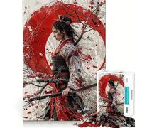 Puzzle Samurai Sakura Luna Rossa da 1000 pezzi per adolescenti, ideale per migliorare la memoria, per un gioco rilassante e casual, con bordi precisi e un regalo elegante (38x26cm)