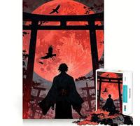 Puzzle Samurai sotto la Luna di Sangue, 1000 pezzi, per adulti, gioco di logica e logica, ideale per il tempo libero, con bordi lisci, regalo stagionale (50x75cm)
