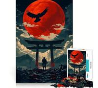 Puzzle Samurai sotto la luna di sangue da 1000 pezzi per adolescenti, stimola la memoria, facile da realizzare, per il tempo libero, con taglio preciso, decorazione da parete (38x26cm)