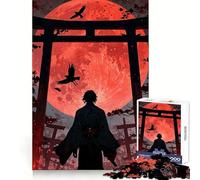 Puzzle Samurai sotto la luna di sangue da 1000 pezzi per adulti e ragazzi ideale per stimolare la memoria favorire la calma e favorire la fuga dalla realtà con taglio liscio e un regalo speciale