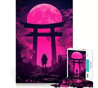 Puzzle Samurai sotto la luna rosa da 1000 pezzi per adolescenti, gioco di logica mentale, evasione rilassante, opera d'arte dai bordi sottili da collezione (38x52cm)