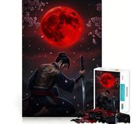 Puzzle "Samurai sotto la luna rossa" da 1000 pezzi per adulti, ideale per stimolare la mente e ridurre lo stress, con bordi precisi, perfetto come decorazione da parete (38x26cm)