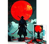 Puzzle "Samurai sotto la luna rossa" per ragazzi, 1000 pezzi, gioco divertente e creativo, decorazione murale con ritagli chiari (38x26cm)