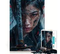 Puzzle Samurai sotto la pioggia per adulti, 1000 pezzi, gioco intelligente, tranquillo, con un motivo rilassante da assemblare, (50x75cm)