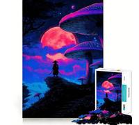 Puzzle "Samurai sotto una luna rosa" da 1000 pezzi per adulti, gioco intelligente, passatempo per la casa, bordi lisci, oggetto da collezione (38x26cm)