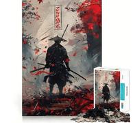Puzzle Samurai tra foglie rosse per ragazzi, 1000 pezzi, gioco intelligente antistress, bordi affilati, regalo di compleanno (50x75cm)