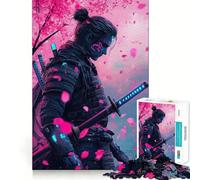 Puzzle "Samurai tra i fiori rosa" da 1000 pezzi per adolescenti, gioco di logica puro, rilassante, con dettagli precisi e opere d'arte (50x75cm)