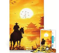 Puzzle Samurai Tramonto per Ragazzi 1000 Pezzi Stimola la Memoria Momenti Sereni Taglio Premium Regalo di Compleanno (50x75cm)