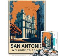Puzzle San Antonio Texas da 1000 pezzi per adulti, gioco stimolante e per famiglie con pezzi completamente interconnessi di forma casuale, 50x75cm