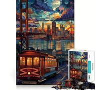 Puzzle San Francisco Night Ride da 1000 pezzi per adolescenti, gioco di logica e abilità, divertimento rilassante, tagli precisi, (38x52cm)