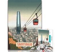 Puzzle Santiago da 1000 pezzi per adolescenti, antistress per ammazzare il tempo durante le vacanze, con poster abbinato e foglio di quiz, 38x26cm