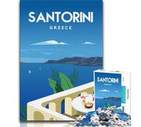 Puzzle Santorini Grecia 1000 pezzi per adulti, gioco stimolante e gioco per famiglie, ideale come regalo per tutta la famiglia 50x75cm