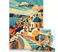 Puzzle Santorini Sunlit Domes da 1000 pezzi per ragazzi, gioco di logica, leggero, rilassante, taglio liscio, decorazione da parete (38x52cm)