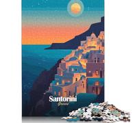 Puzzle Santorini Sunset Premium 100% carta riciclata, puzzle rettangolare per adulti, regalo di Natale unico, 1000 pezzi (75x50 cm)