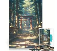 Puzzle "Santuario nella foresta illuminata dal sole" da 1000 pezzi per adolescenti gioco che stimola la logica e favorisce il gioco rilassante con bordi di alta qualità e grafica da collezione 38x26cm