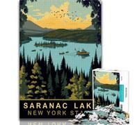 Puzzle Saranac Lake NY per adolescenti, aiuta il cervello ad allenarsi Giocattoli avvincenti per coltivare la pazienza Un'opera d'arte 38x26cm