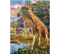 Ravensburger- Kleurrijke savanne Elefante, Tigre 12943 - Savana Colorata, 150 Pezzi, XXL - Puzzle per Bambini dai 7 Anni in su, Colore Argento