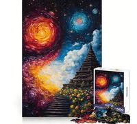 Puzzle "Scala verso il Cosmo" da 1000 pezzi per adolescenti, ideale per rafforzare la memoria, per una vita tranquilla e serena, con bordi di qualità e un tocco di Babbo Natale 38x26cm