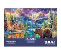 Puzzle Scena Baite di Montagna 1000 Pezzi Ottima Idea Regalo - Orso (Lago & Città Accogliente) Gioco Educativo, Sfida per Adulti 70x50cm/1000pcs