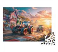 Puzzle Scena Gara Trattore 1000 pezzi Riciclabile Paesaggio agricolo Puzzle per anziani Gioco familiare Aiuto contro demenza senile Ottimo regalo 52x38cm