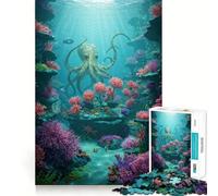 Puzzle "Scena sottomarina con polpo e corallo" da 1000 pezzi,gioco per lo sviluppo delle capacità cognitive,superficie liscia e priva di sbavature,attività rilassante di gruppo al chiuso (38x26cm)