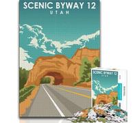 Puzzle Scenic Byway Utah Art da 1000 pezzi per adulti e adolescenti, aiuta il cervello a esercitare i giocattoli avvincenti per coltivare la pazienza e l'interazione genitore-figlio, 38x26cm