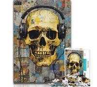 Puzzle Scheletro con le cuffie 1000 pezzi per adulti e adolescenti gioco per famiglie regalo di compleanno Sfida ad alta difficoltà (50x75cm)