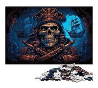 Puzzle scheletro pirata 1000 pezzi per adulti Puzzle in legno per adulti Ideale come decorazione fai da te e come regalo rompicapo 50x75CM/19,68x29,52 pollici