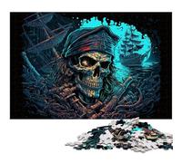 Puzzle scheletro pirata per adulti, puzzle in legno da 1000 pezzi per adulti, rompicapo impegnativo per adolescenti, divertente serata di giochi in famiglia 50x75CM/19,68x29,52 pollici